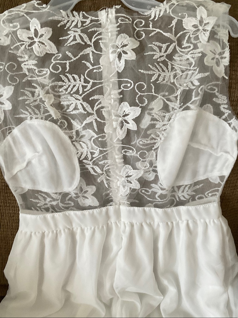 White Lace Bodice Dress with Sheer Floral Back is very small - Picture 3 of 5